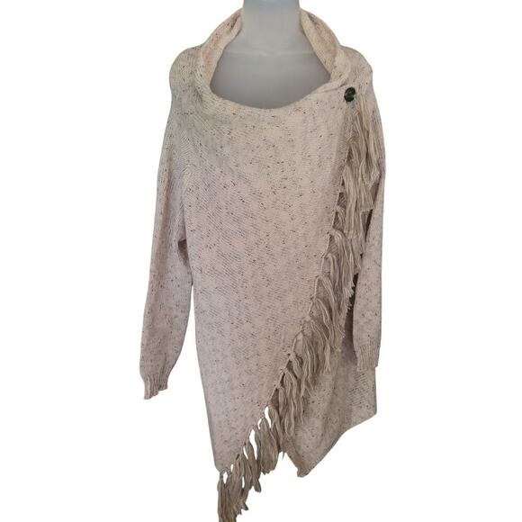 Shawl Womens Cream With Black Fringe Edge Sz M/LG - Picture 1 of 7